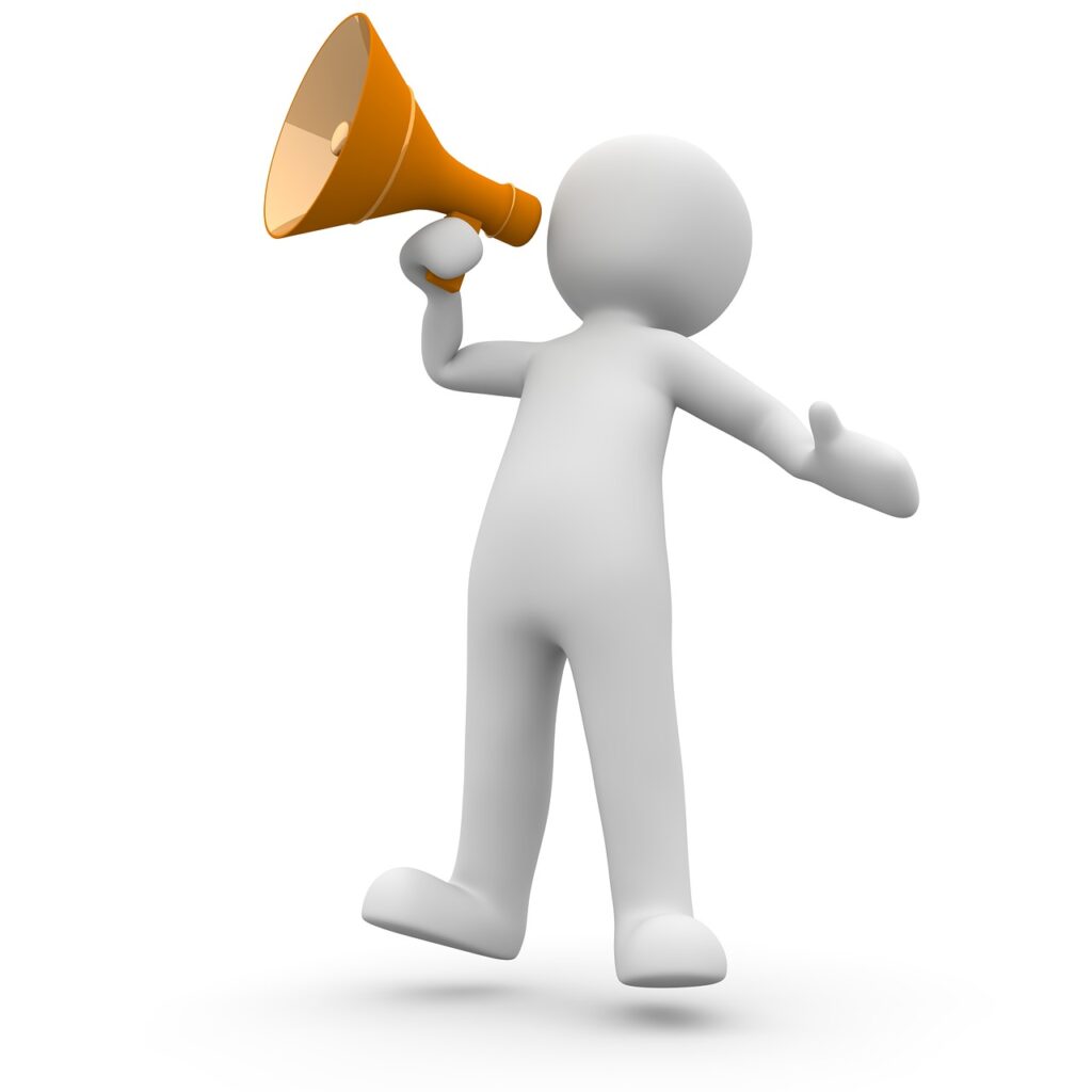 megaphone, announcement, information