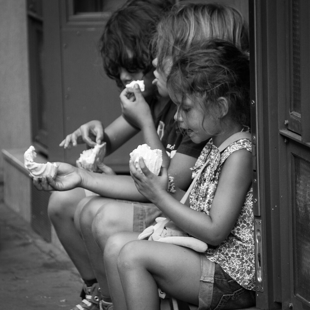children, street, food